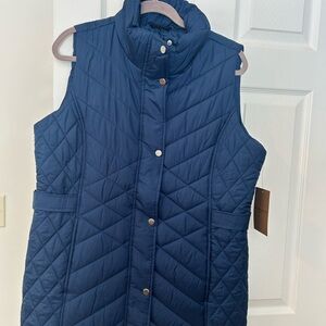 New Weatherproof Long Blue Puffer Vest Medium